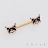 BLACK JESTER HAT PINK SKULL ENAMEL KUROMI 316L SURGICAL STEEL NIPPLE RING